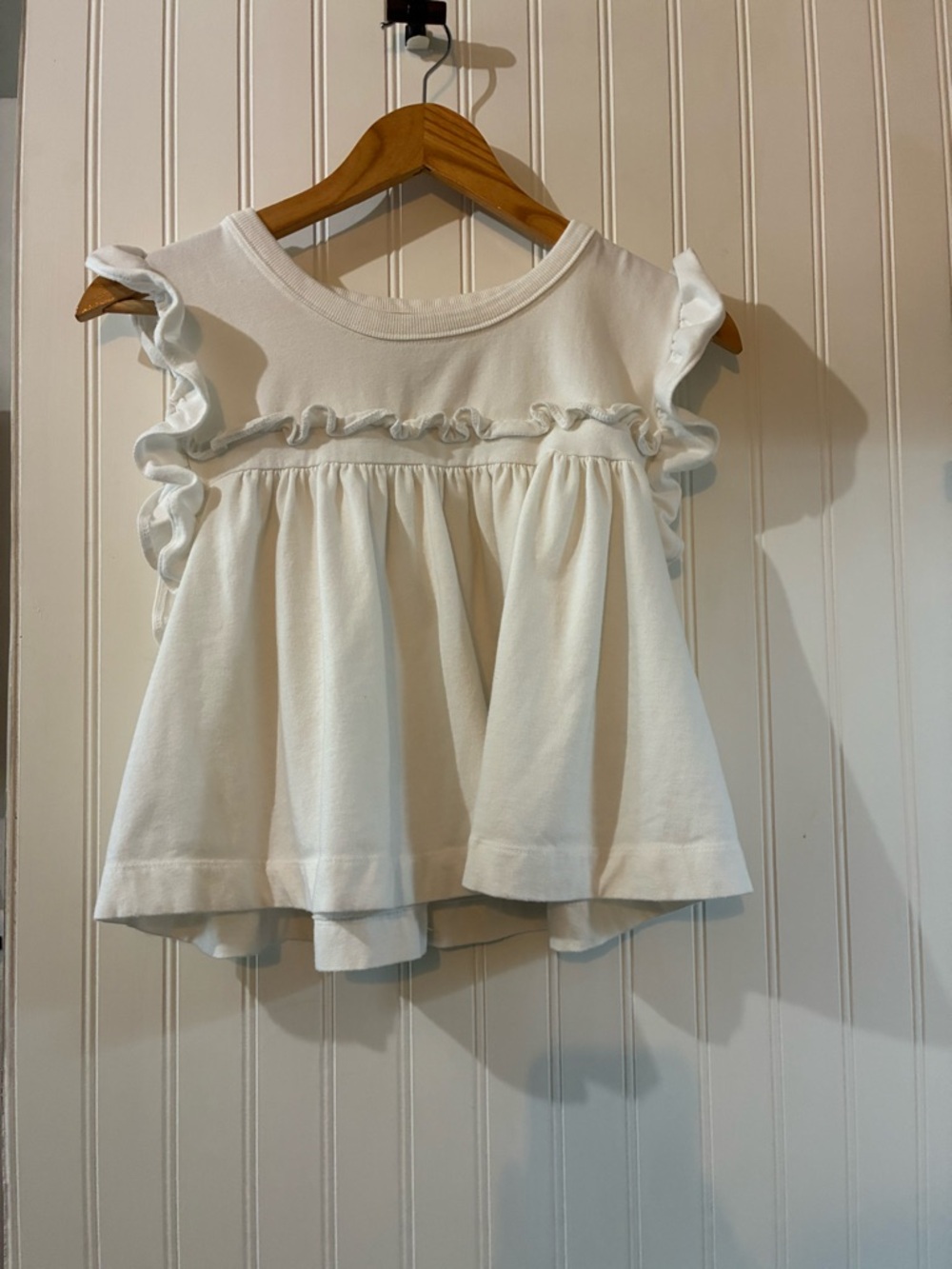 Anthropologie Maeve Cream Ruffle Swing Tank
